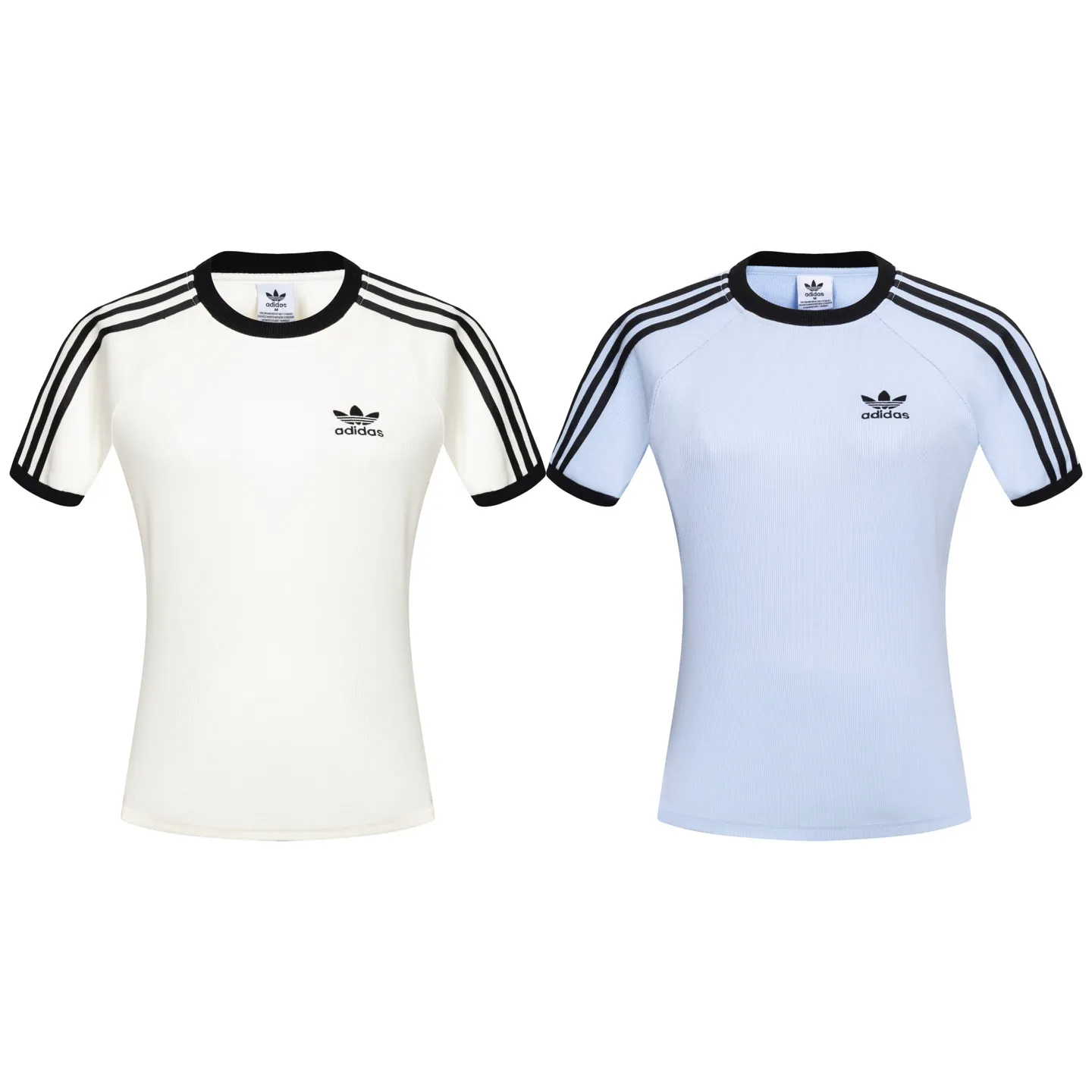 adidas Clover short-sleeved T-shirt Classic round neck design, threaded material, comfortable and Breathable, a must-have for spring and summer! Light Blue color with Black three stripes, simple and recognizable✨. Slim-fitting fit, suitable for daily commuting, leisure or sports. Jennie Same Style is very popular in the fashion circle🔥. Pair it with shorts or casual pants to easily get the Korean casual style! Style number: A 180# Color: Cream White Blue Size: S M L XL